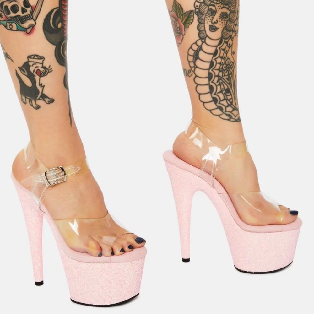 Time After Time Platform Glitter Heels Size 5